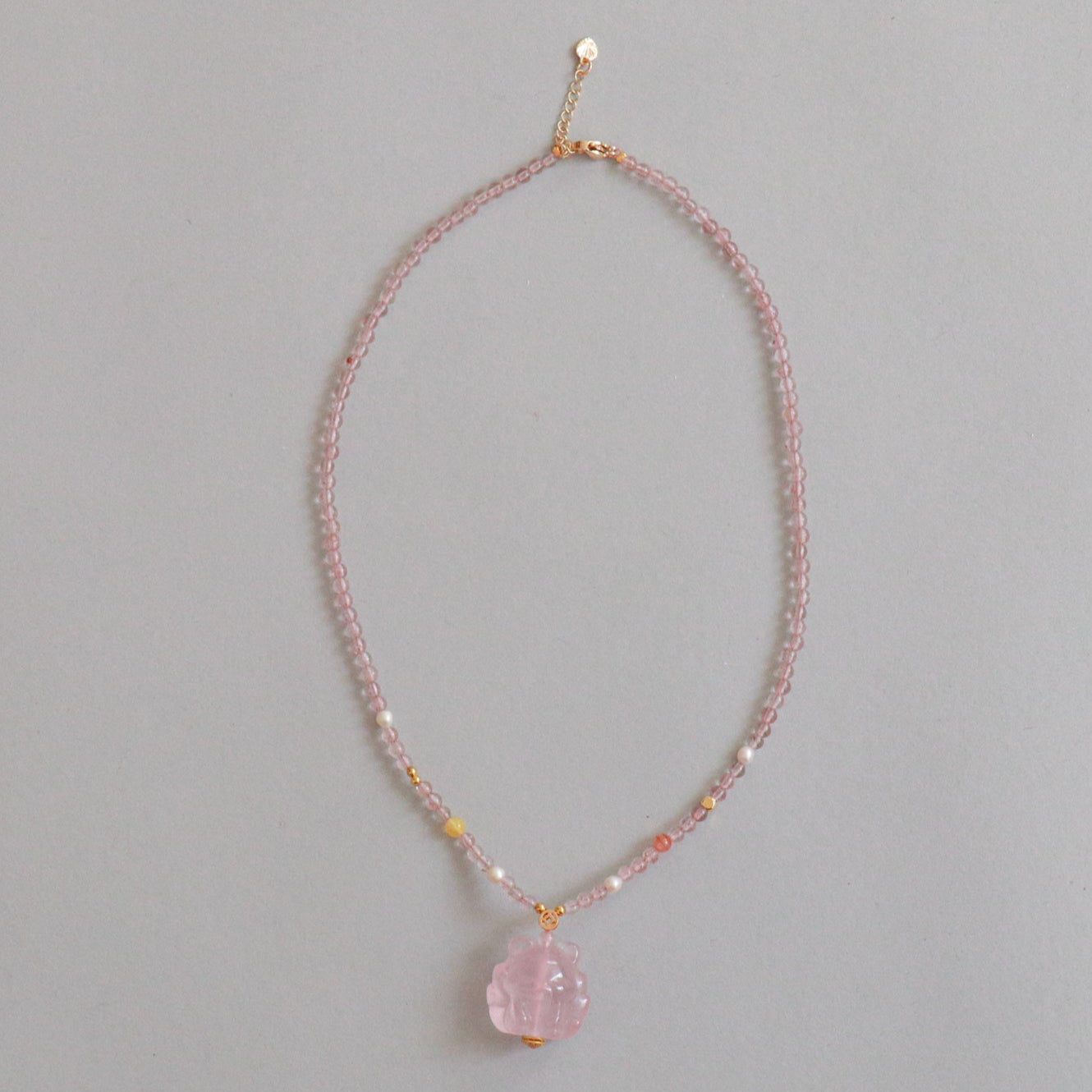 Strawberry Quartz & Rose Quartz Nine-Tails Necklace