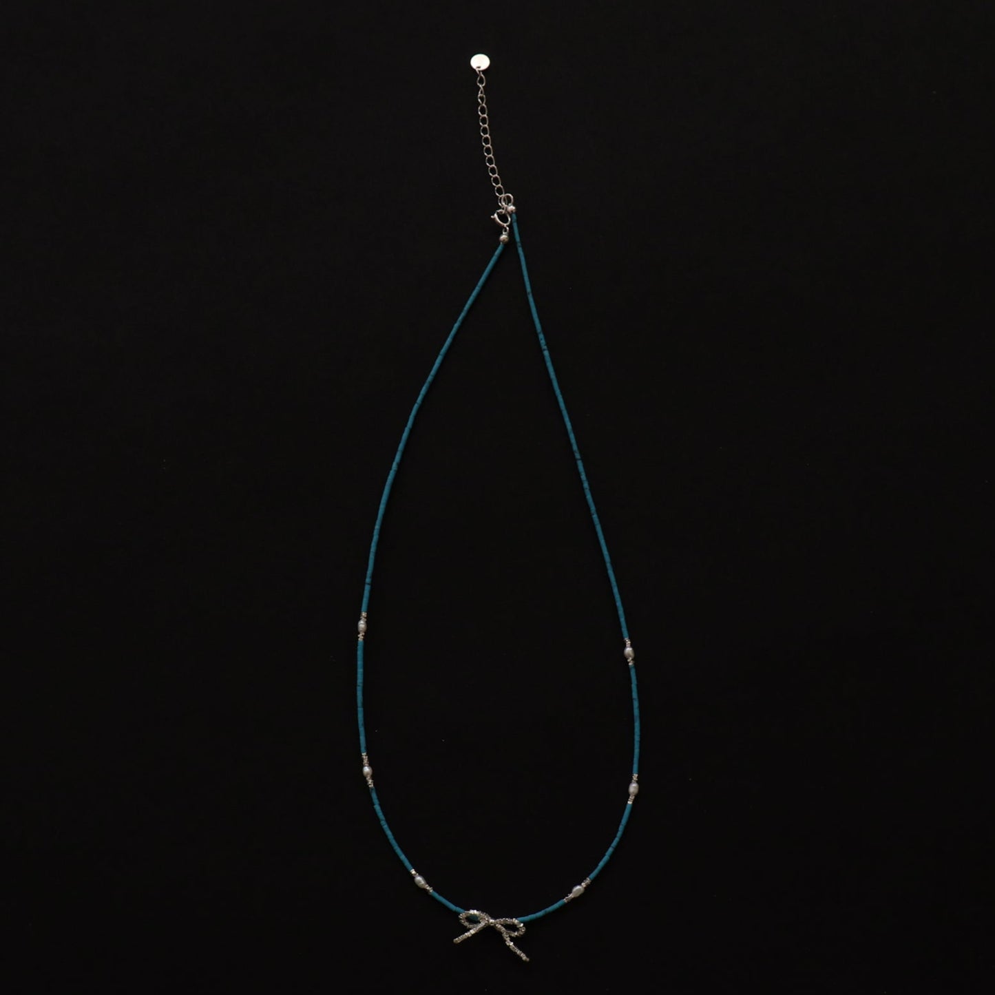 Turquoise and  Silver Bow Necklace