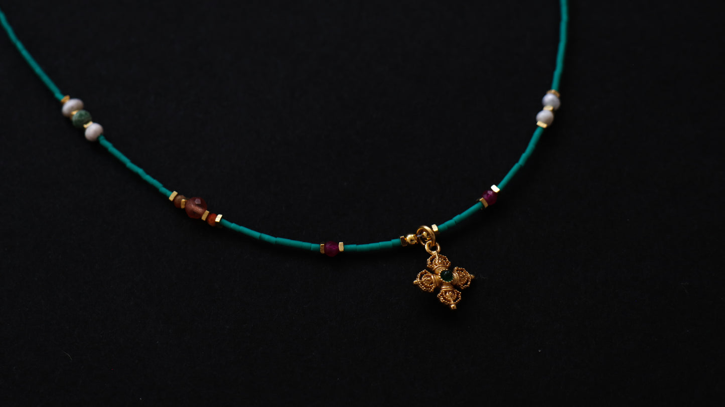 Turquoise & Silver Clover Necklace