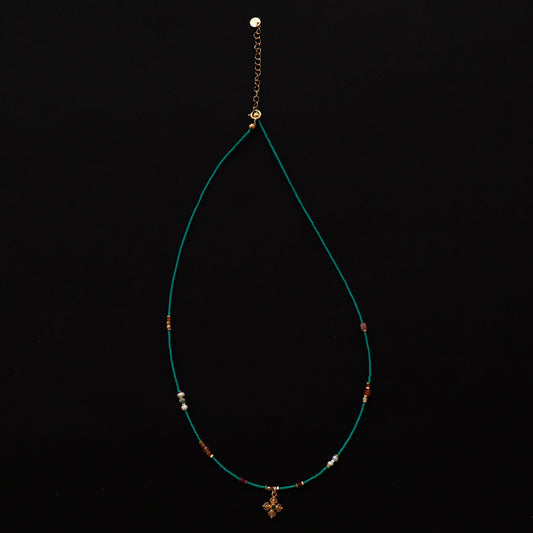 Turquoise & Silver Clover Necklace