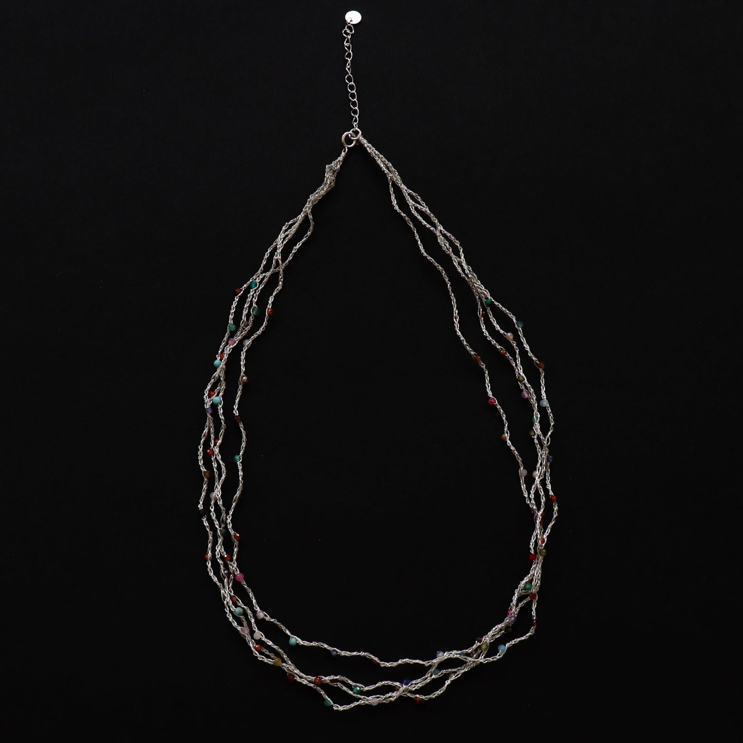 Crocheted Zircon & Silver Necklace