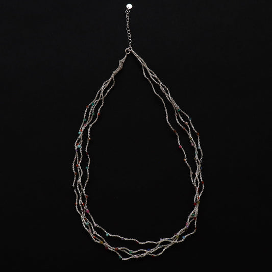 Crocheted Zircon & Silver Necklace