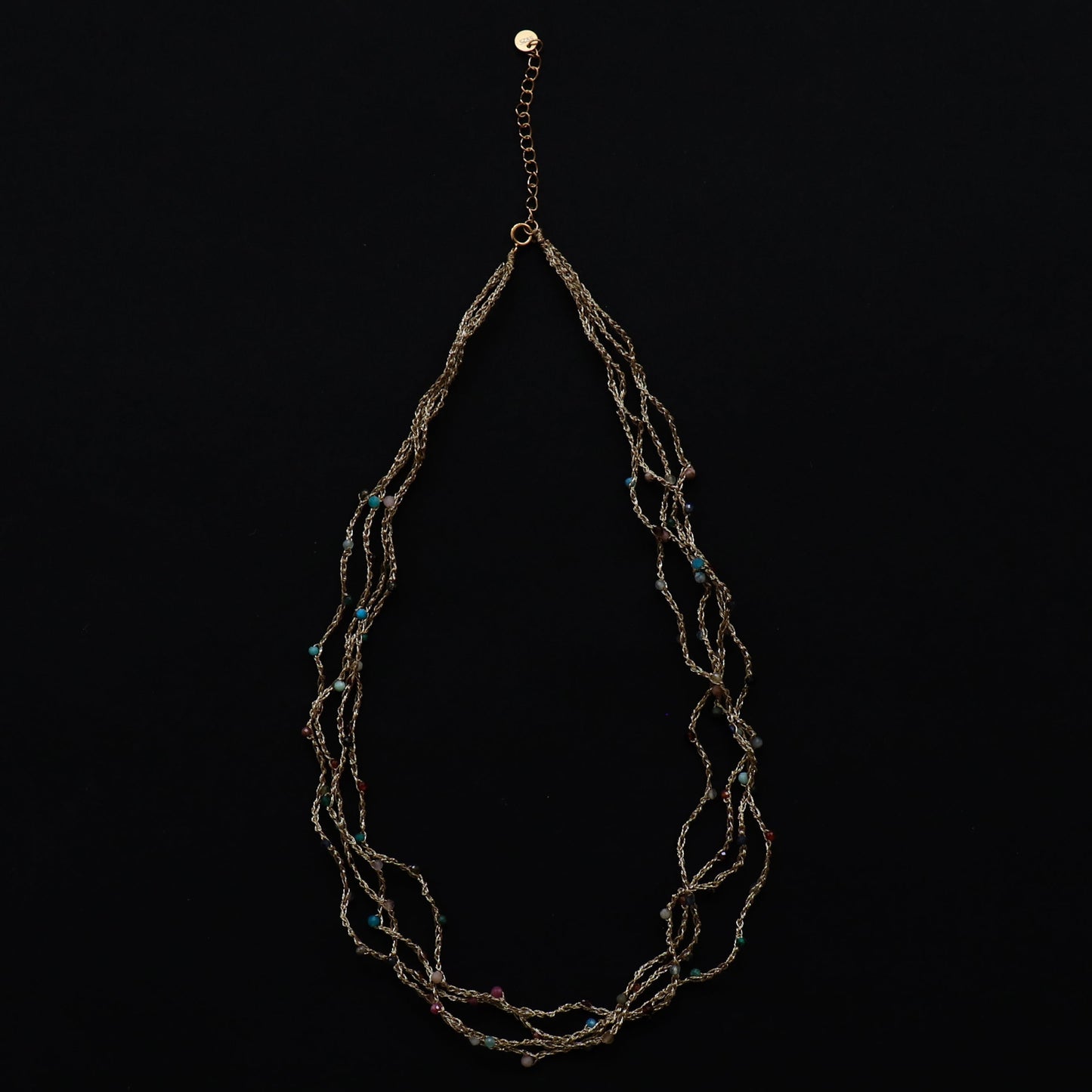 Crocheted Zircon & Gold Necklace