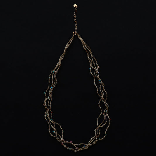 Crocheted Zircon & Gold Necklace