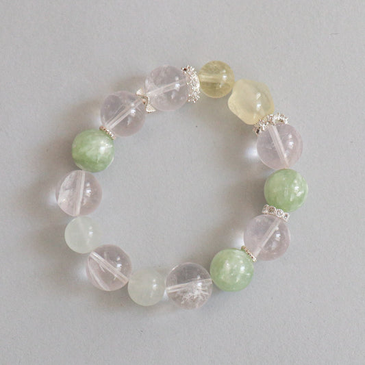 Strawberry Jade, Citrine & Xiuyan Jade Bracelet