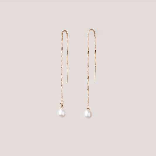 Pearl Thread-Hanging Earrings