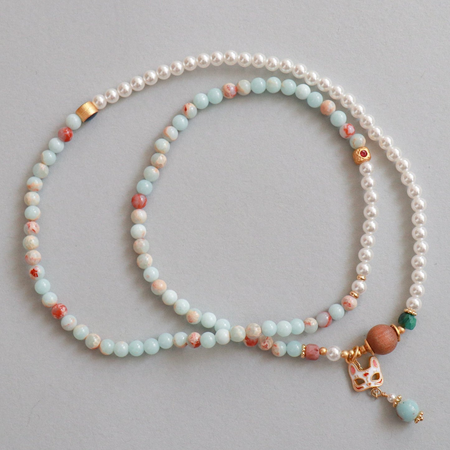 Shoushan Stone & Pearl Wrap Bracelet