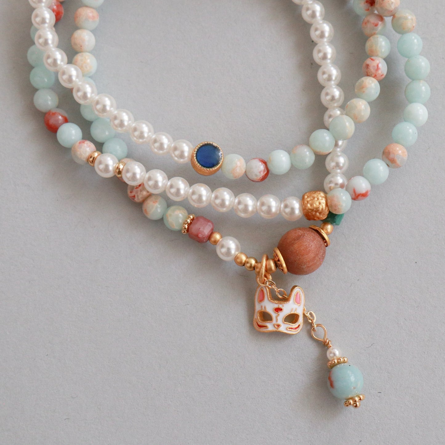 Shoushan Stone & Pearl Wrap Bracelet